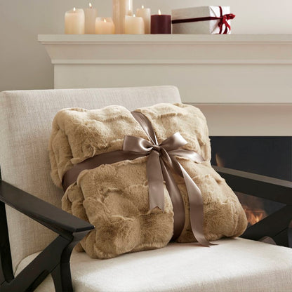 Vivienne Faux Fur Throw - Tan