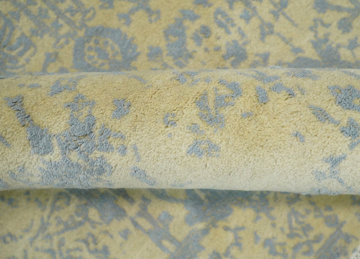4x6 Fine Hand Knotted Gold and Silver Traditional Persian Style Antique Wool and Silk Rug