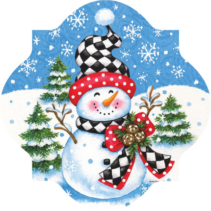 Checkered Snowman-LG Hang Around