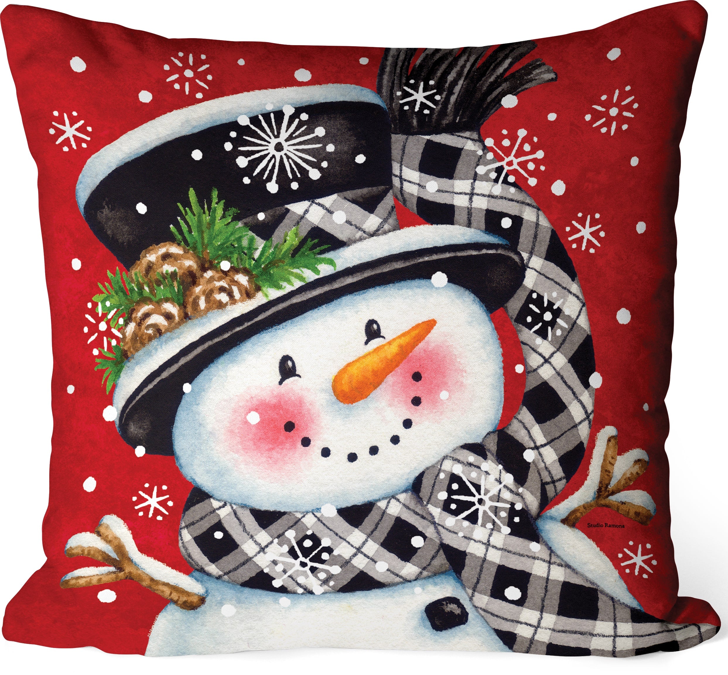 Black & Red Snowman-Pillow