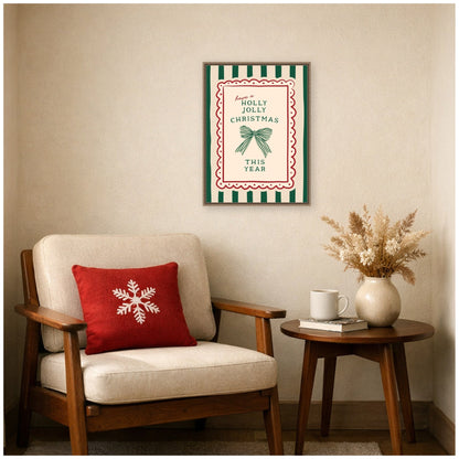 Retro Holly Jolly Christmas by Lucky Guava Framed Canvas Wall Art Print