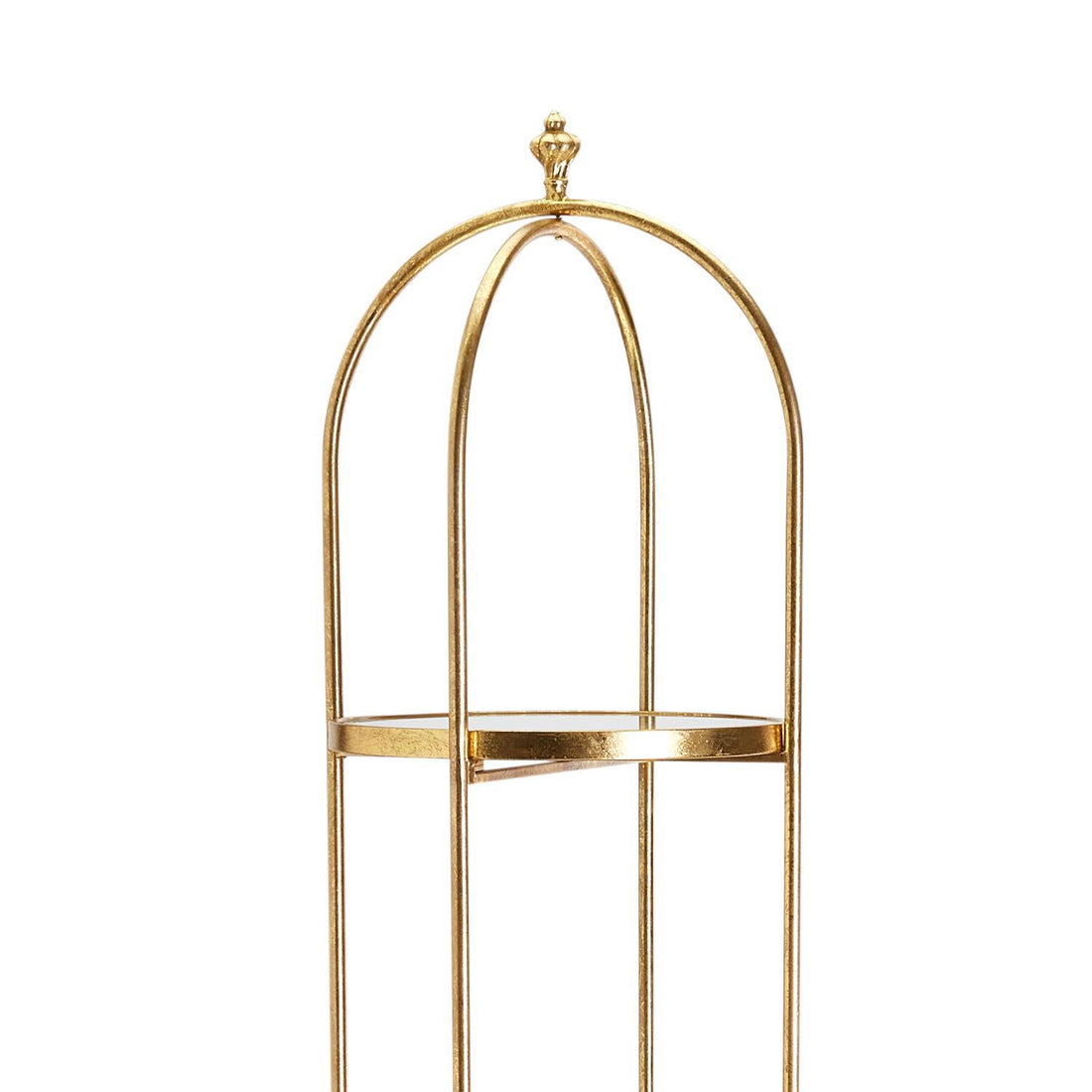 Golden Etagere with 4 Mirror Glass Shelves and Decorative Finial