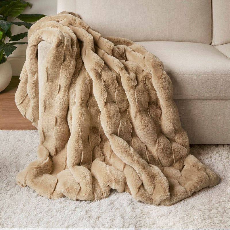 Vivienne Faux Fur Throw - Tan