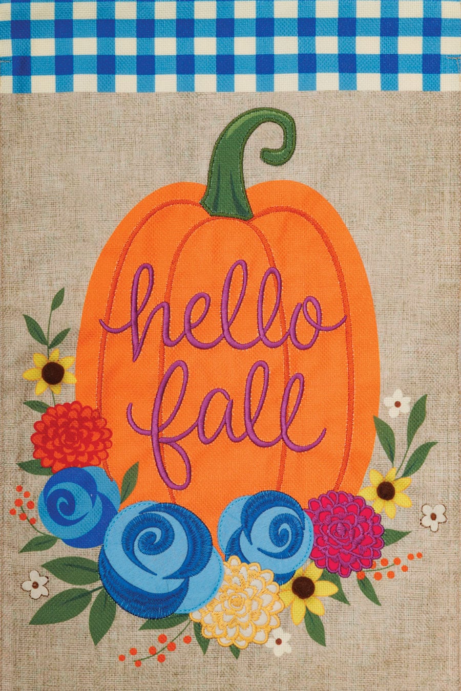 Floral Pumpkin-Burlap Flag