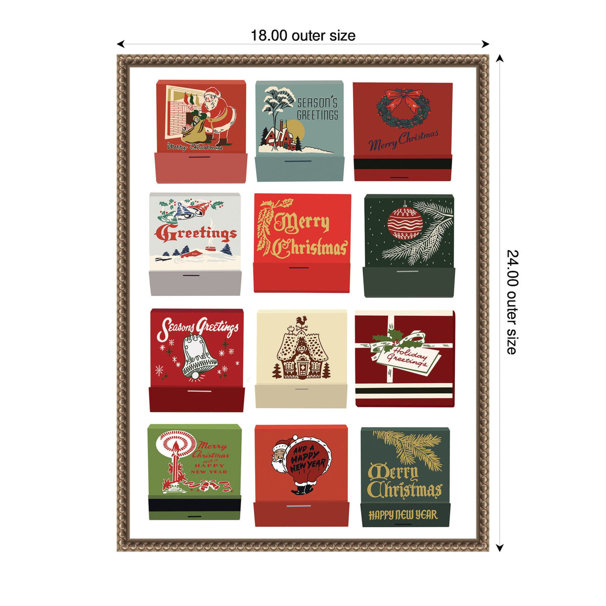 Christmas Matchbooks by Megan Ryan Framed Canvas Wall Art Print
