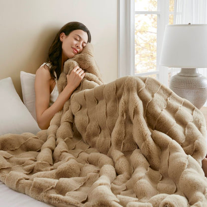 Vivienne Faux Fur Throw - Tan