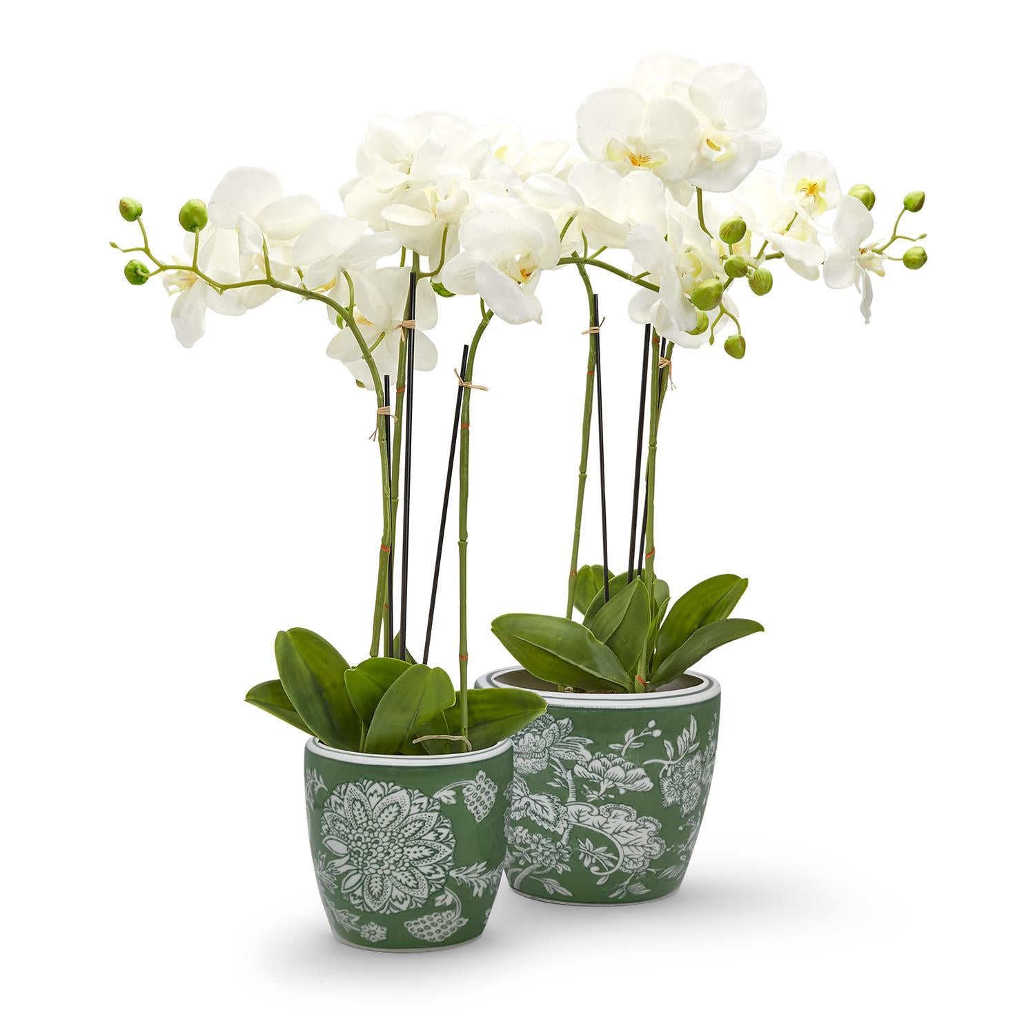 Countryside Set of 2 Hand-Painted Cachepot / Planter / Vase- Porcelain