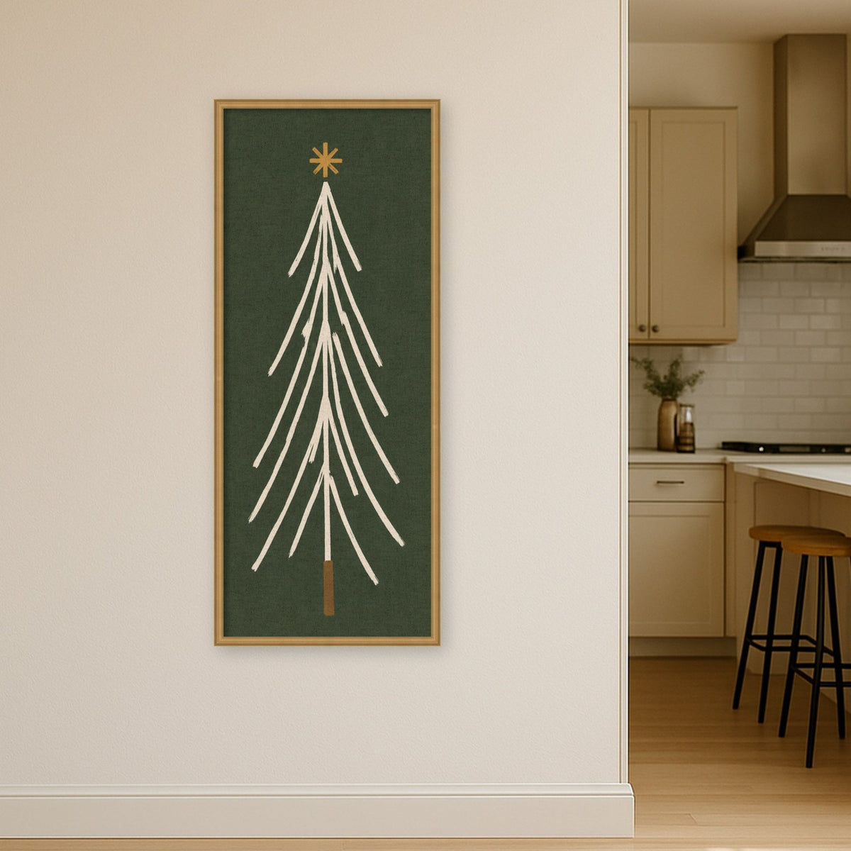 Kate and Laurel Framed Fabric Pinboard Minimalist Tree Panel