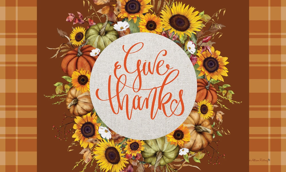 Give Thanks Wreath-Floor Mat