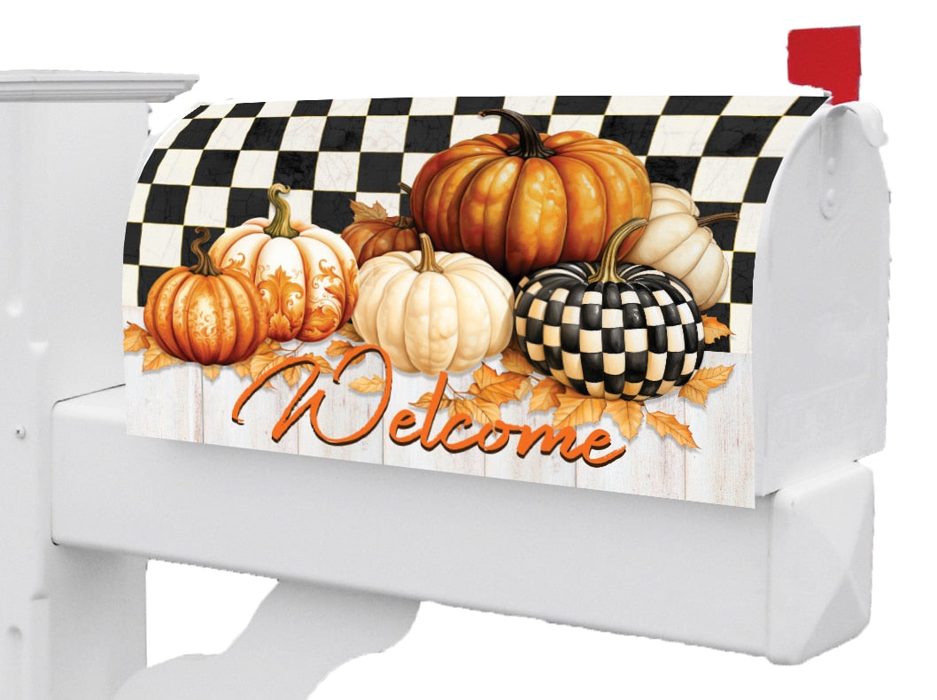 Checkered Pumpkin-Mailbox Makeover