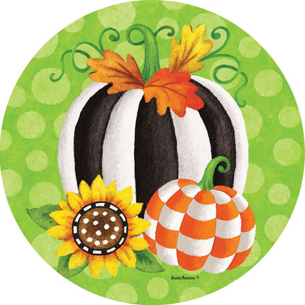 Striped Pumpkin-Accent Magnet