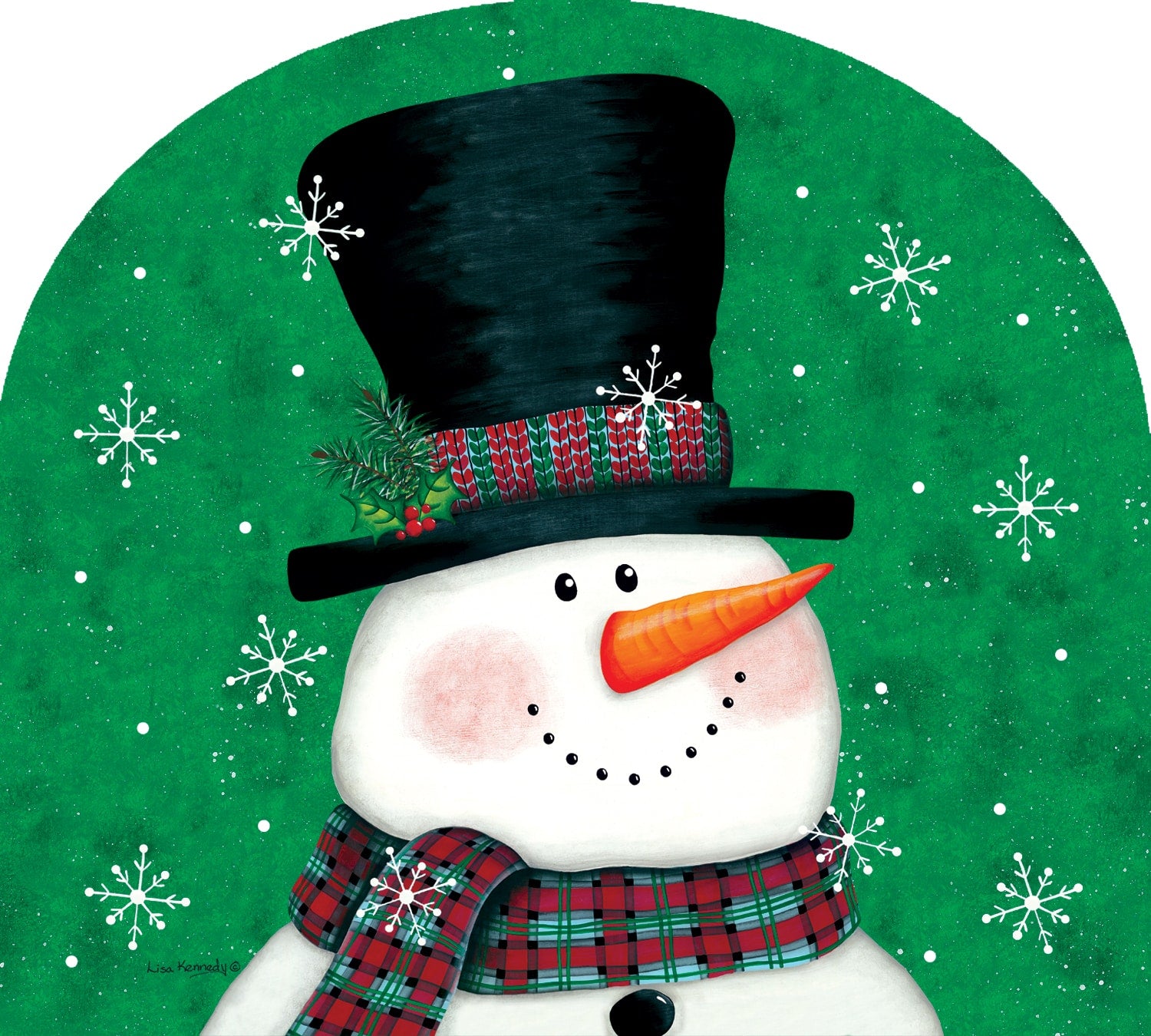 Snowman on Green-Arbor Mate