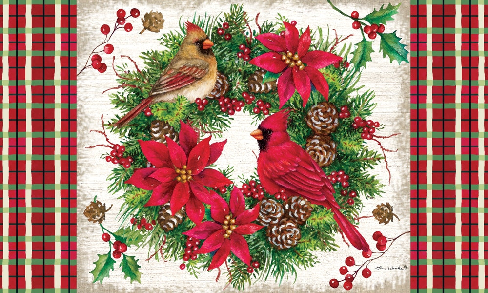 Cardinal Wreath-Floor Mat