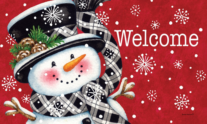 Black & Red Snowman-Floor Mat