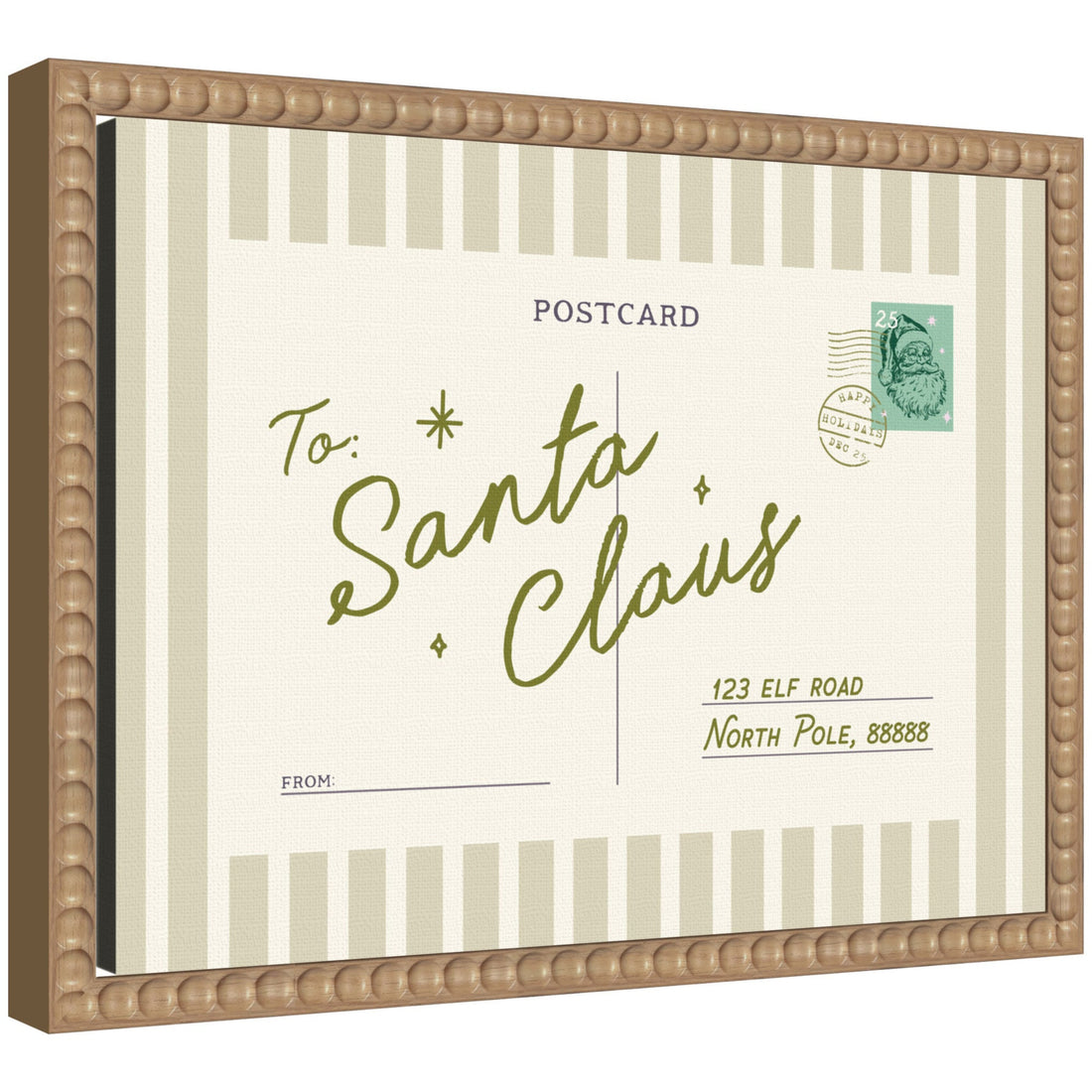 Vintage Postcard to Santa by Lucky Guava Framed Canvas Wall Art Print