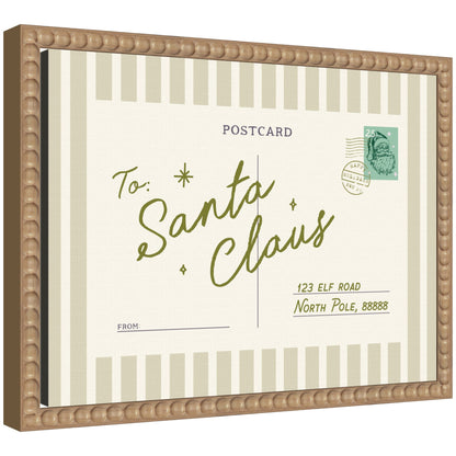 Vintage Postcard to Santa by Lucky Guava Framed Canvas Wall Art Print