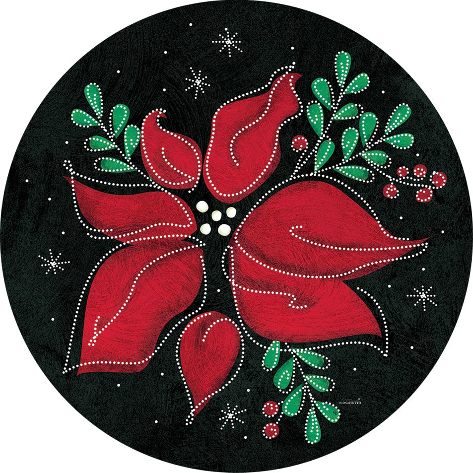 Poinsettia on Black-Accent Magnet