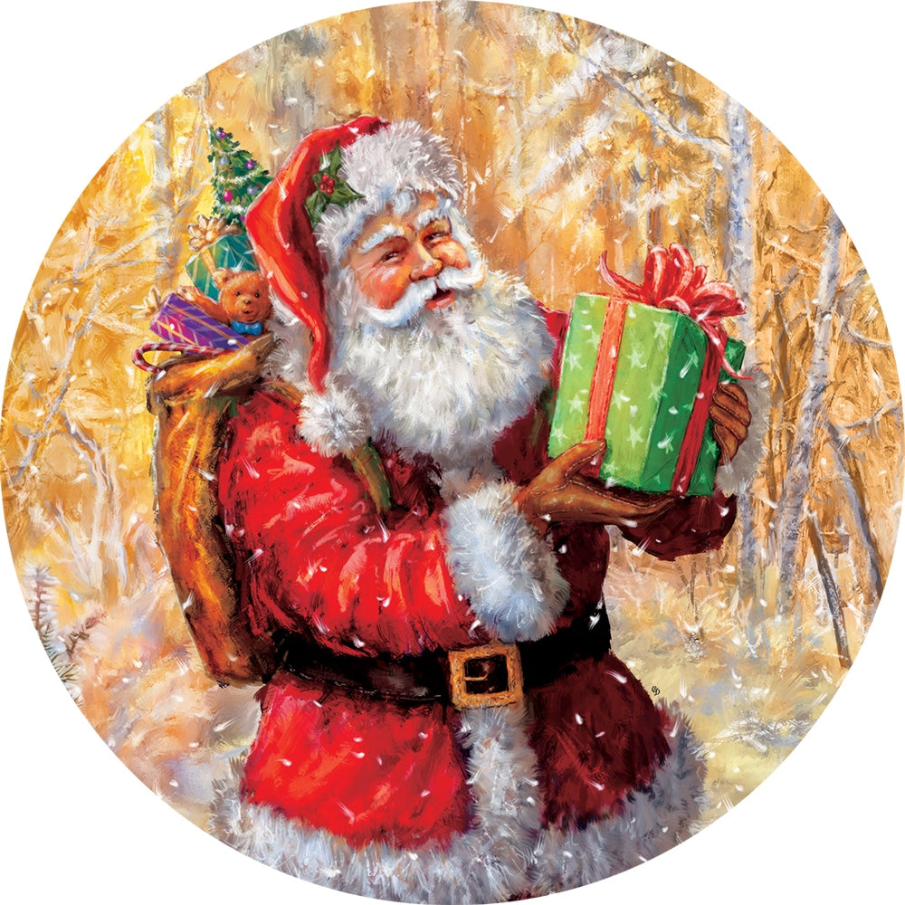 Santa on Gold-Suncatcher