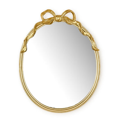 Gold Oval Mirror with Accent Bow
