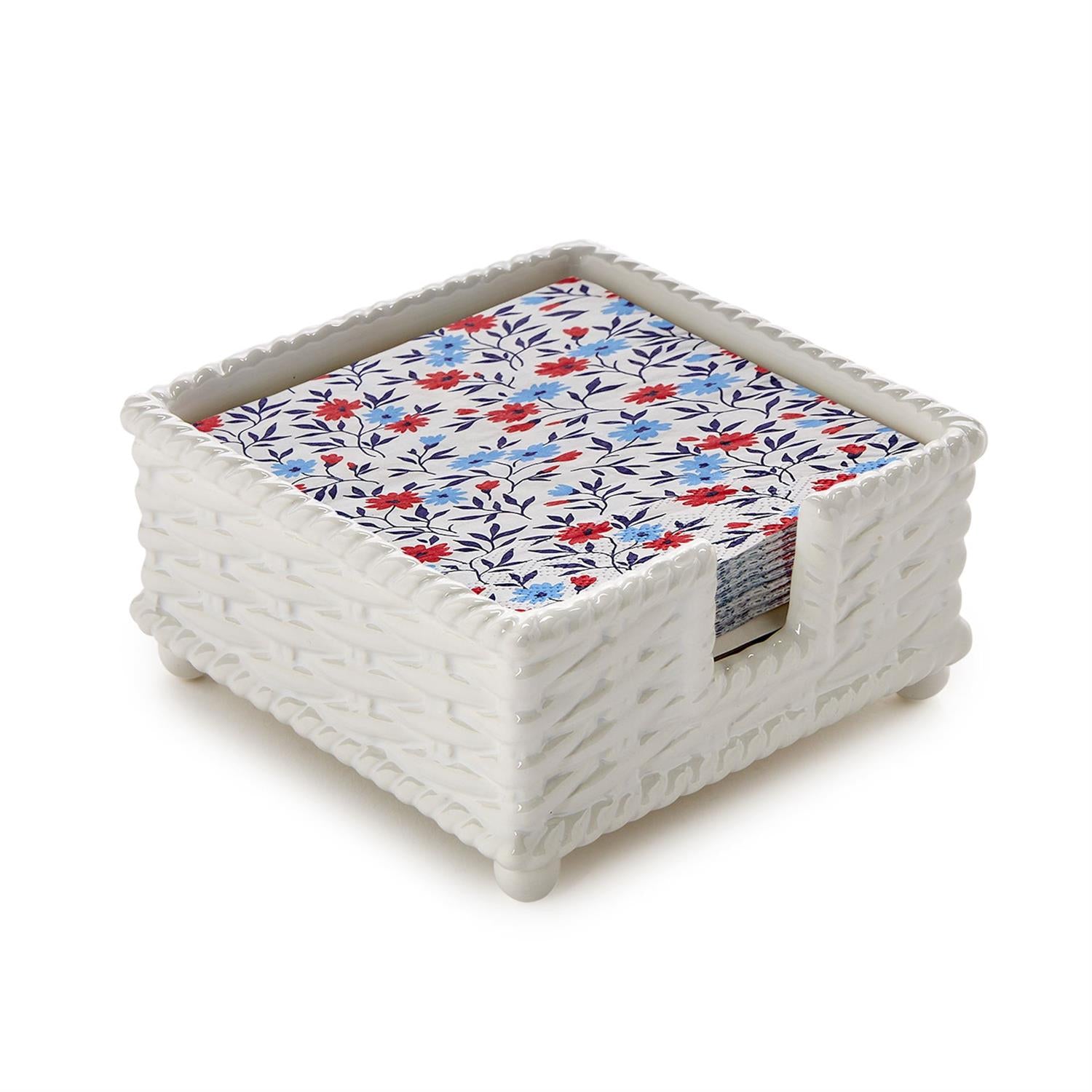 Basketweave Cocktail Napkin Holder - Ceramic