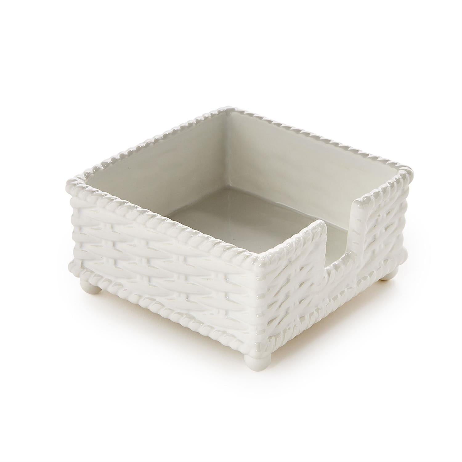 Basketweave Cocktail Napkin Holder - Ceramic