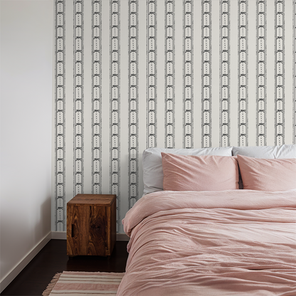 Cottage Bows (Black) Wallpaper