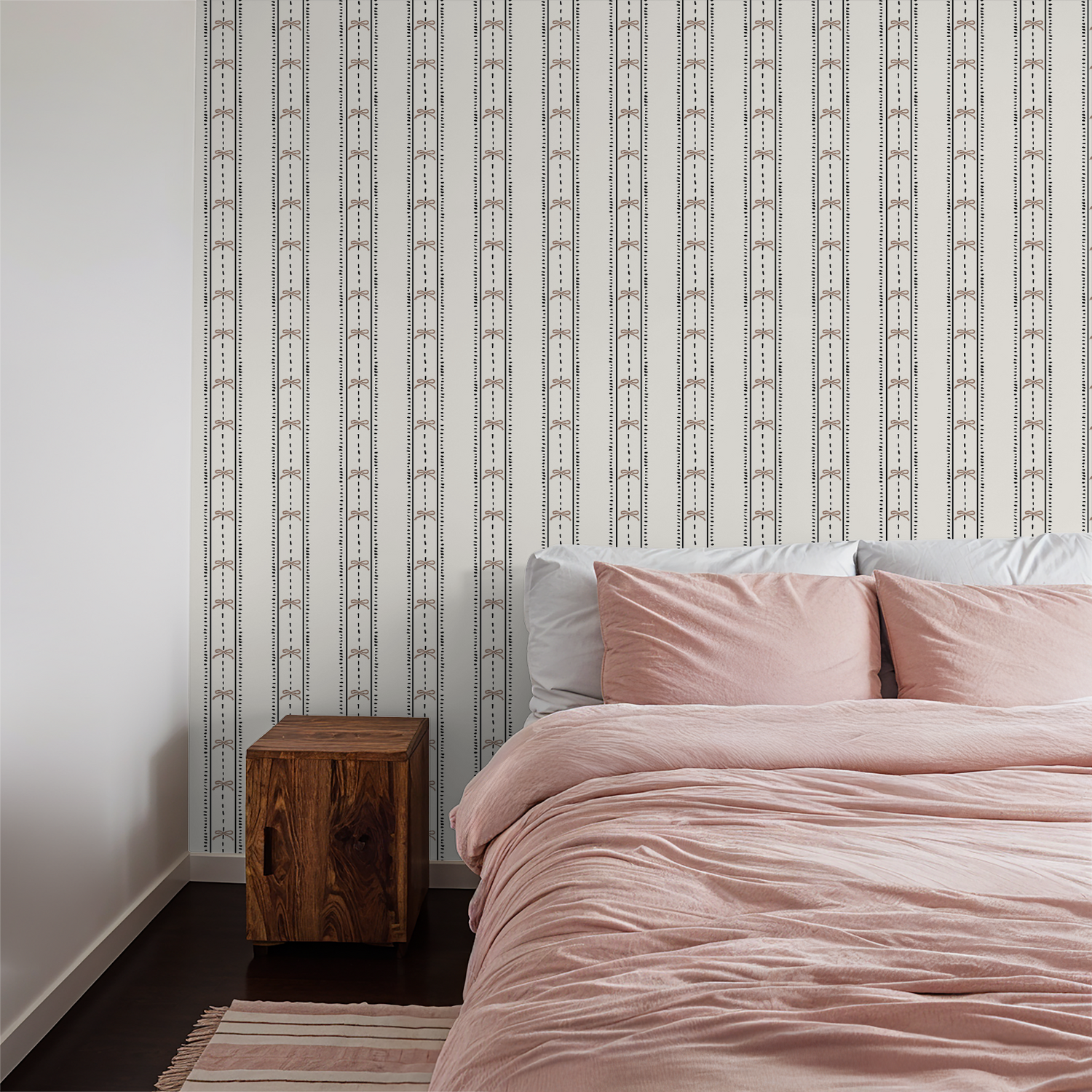 Cottage Bows (Pink) Wallpaper