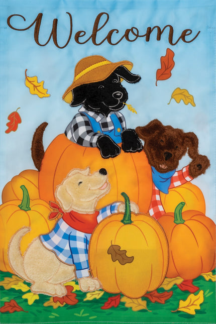 Pumpkins and Dogs-Applique Flag