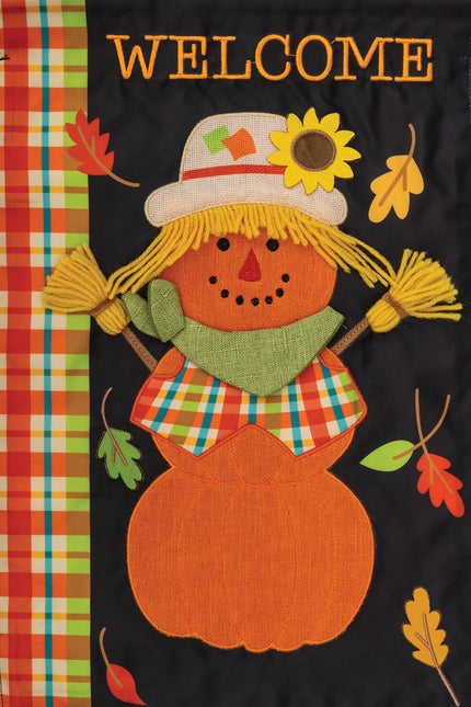 Scarecrow Pumpkin-Applique Flag