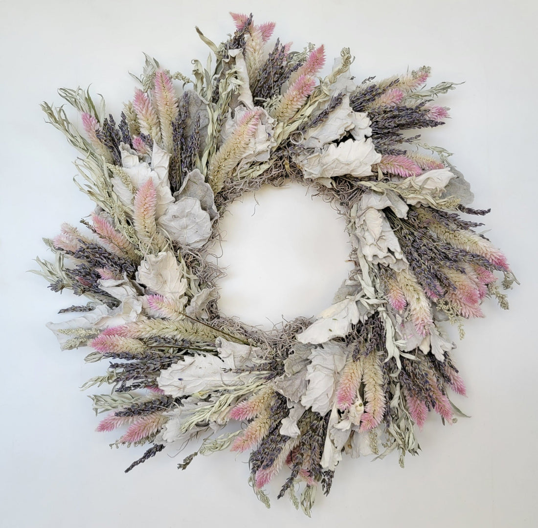 Handmade Dried Flower Wreath - Blush