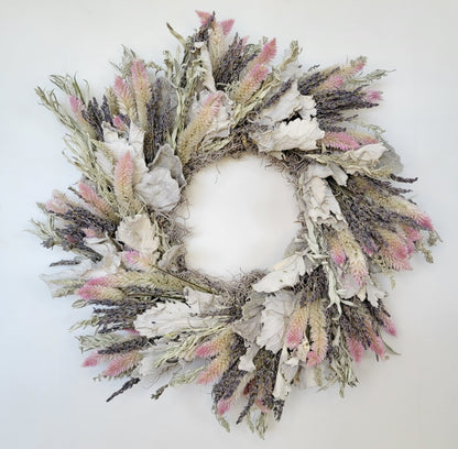 Handmade Dried Flower Wreath - Blush