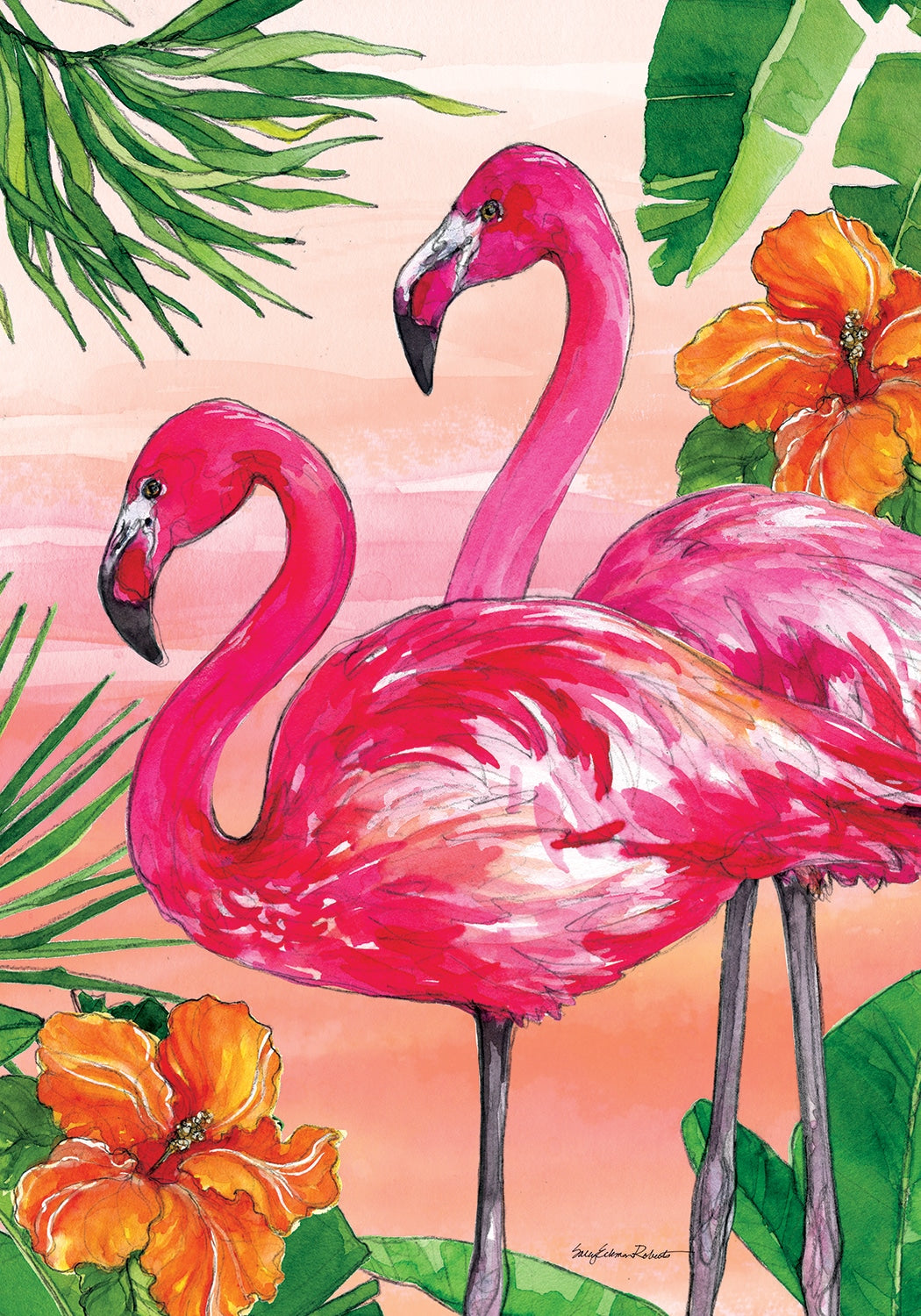 Flamingo Sunset-Flag