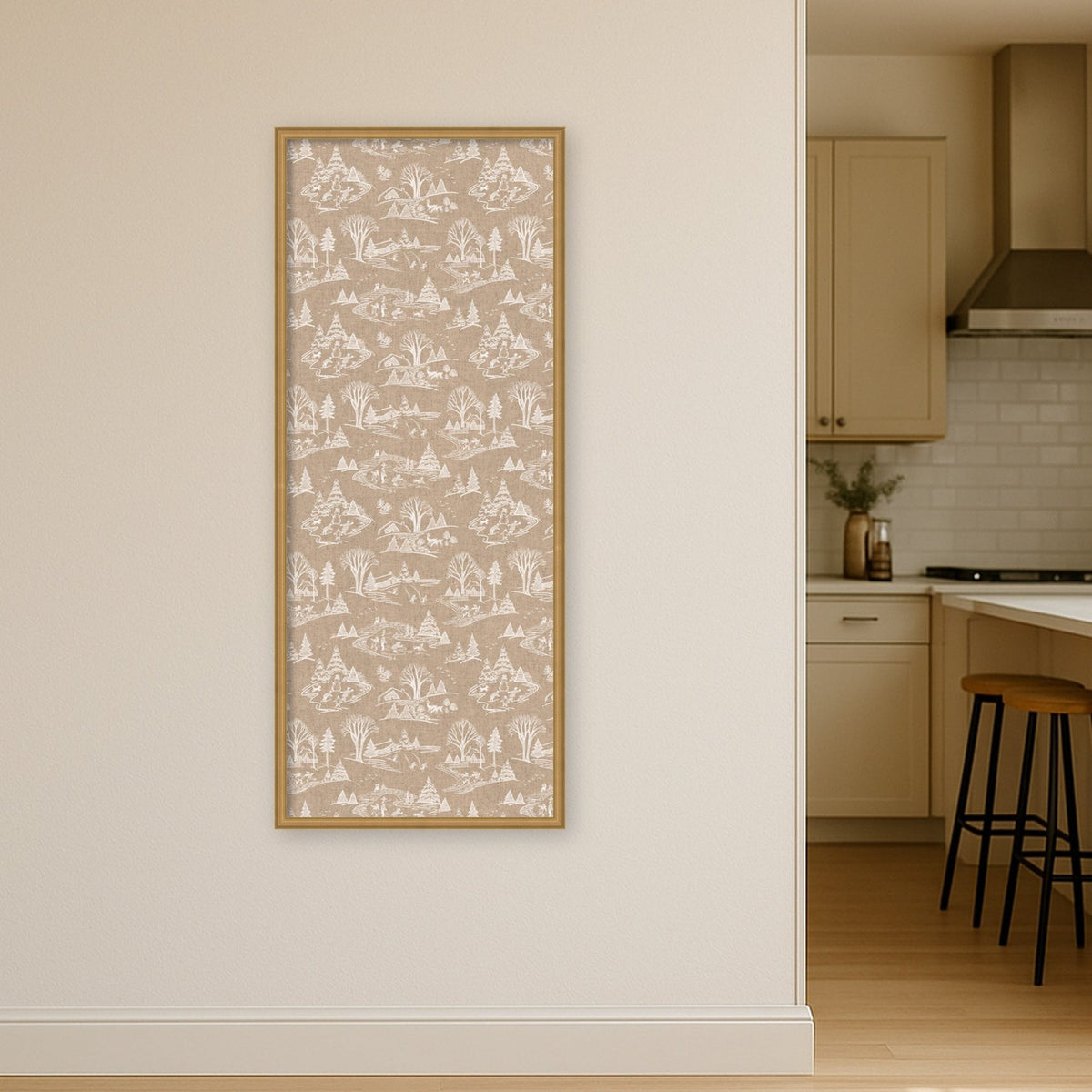 Kate and Laurel Framed Fabric Pinboard Wonderland White Toile
