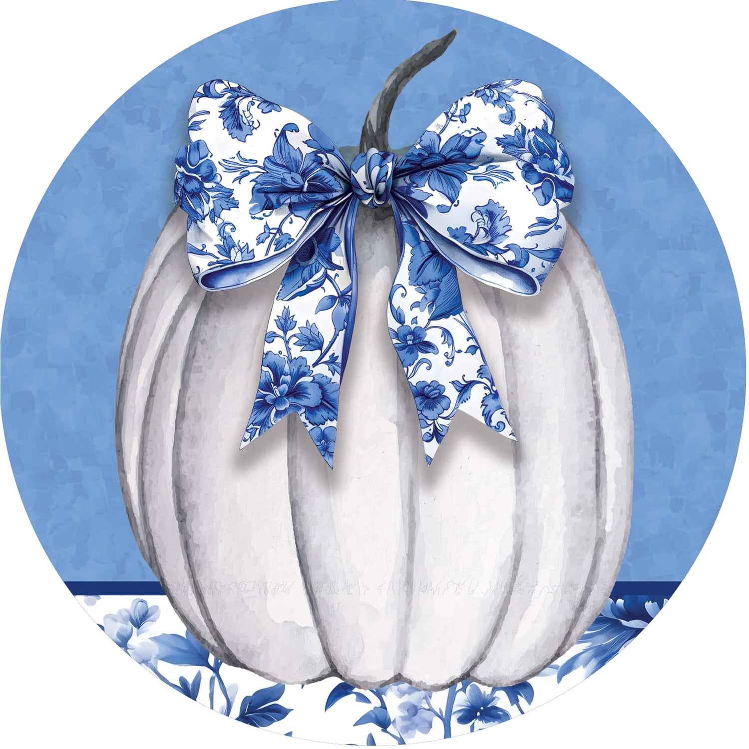 Blue &amp; White Pumpkin-Accent Magnet