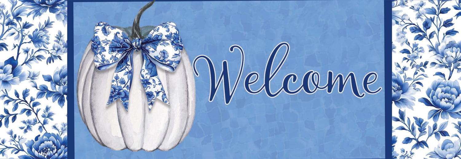 Blue &amp; White Pumpkin-Signature Sign