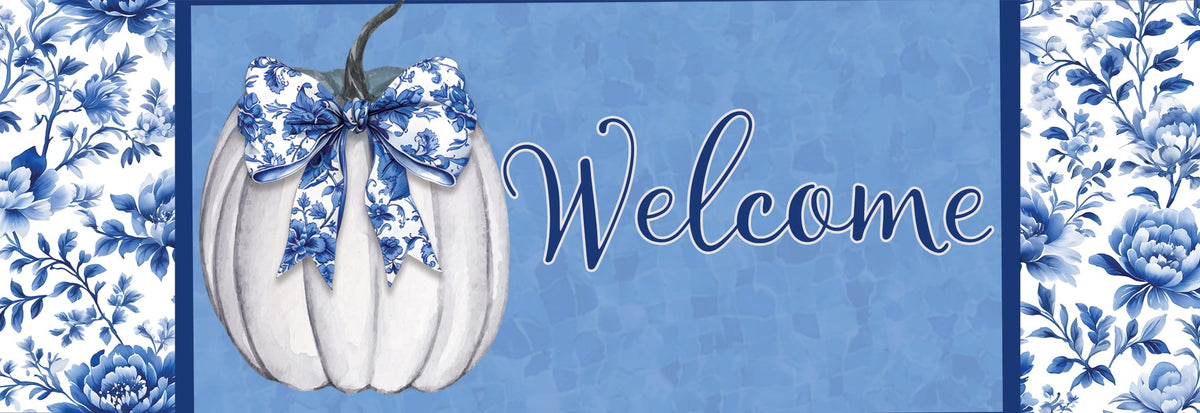 Blue &amp; White Pumpkin-Signature Sign