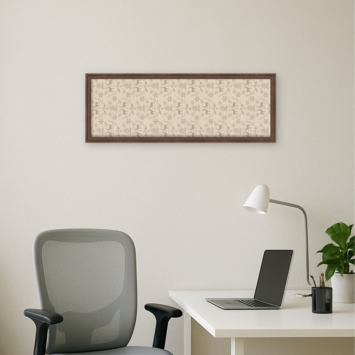 Framed Fabric Magnetic Board Christmas Reindeer Wall Organization