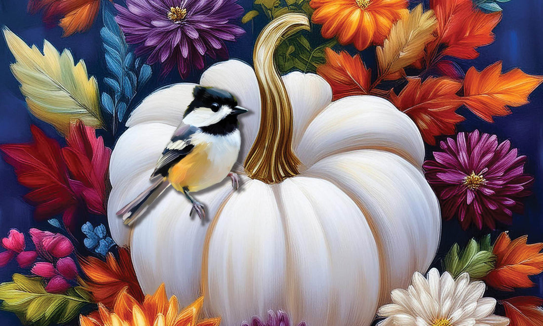 Mums &amp; Chickadee-Floor Mat