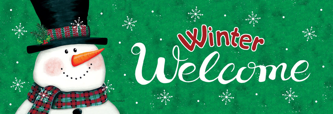 Snowman on Green-Signature Sign