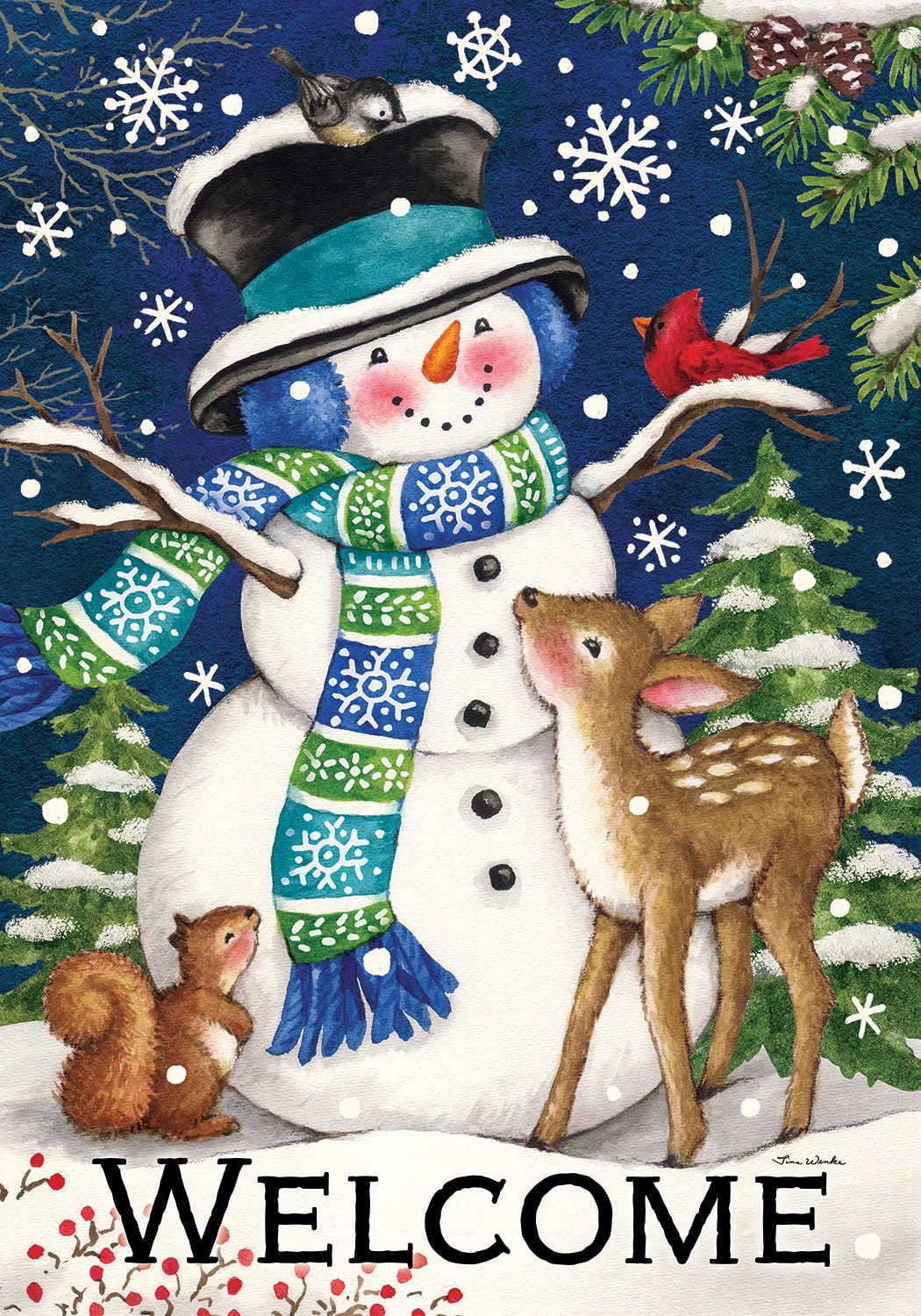 Woodland Snowman-Flag