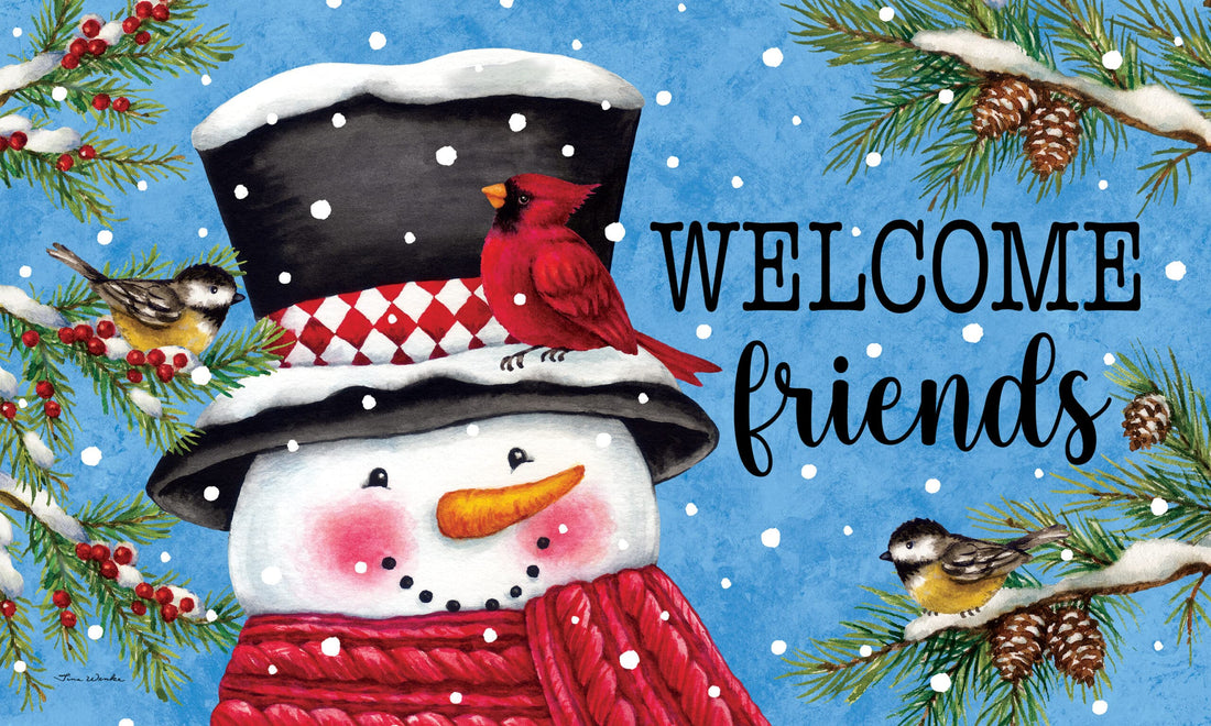 Snowman &amp; Birds-Floor Mat