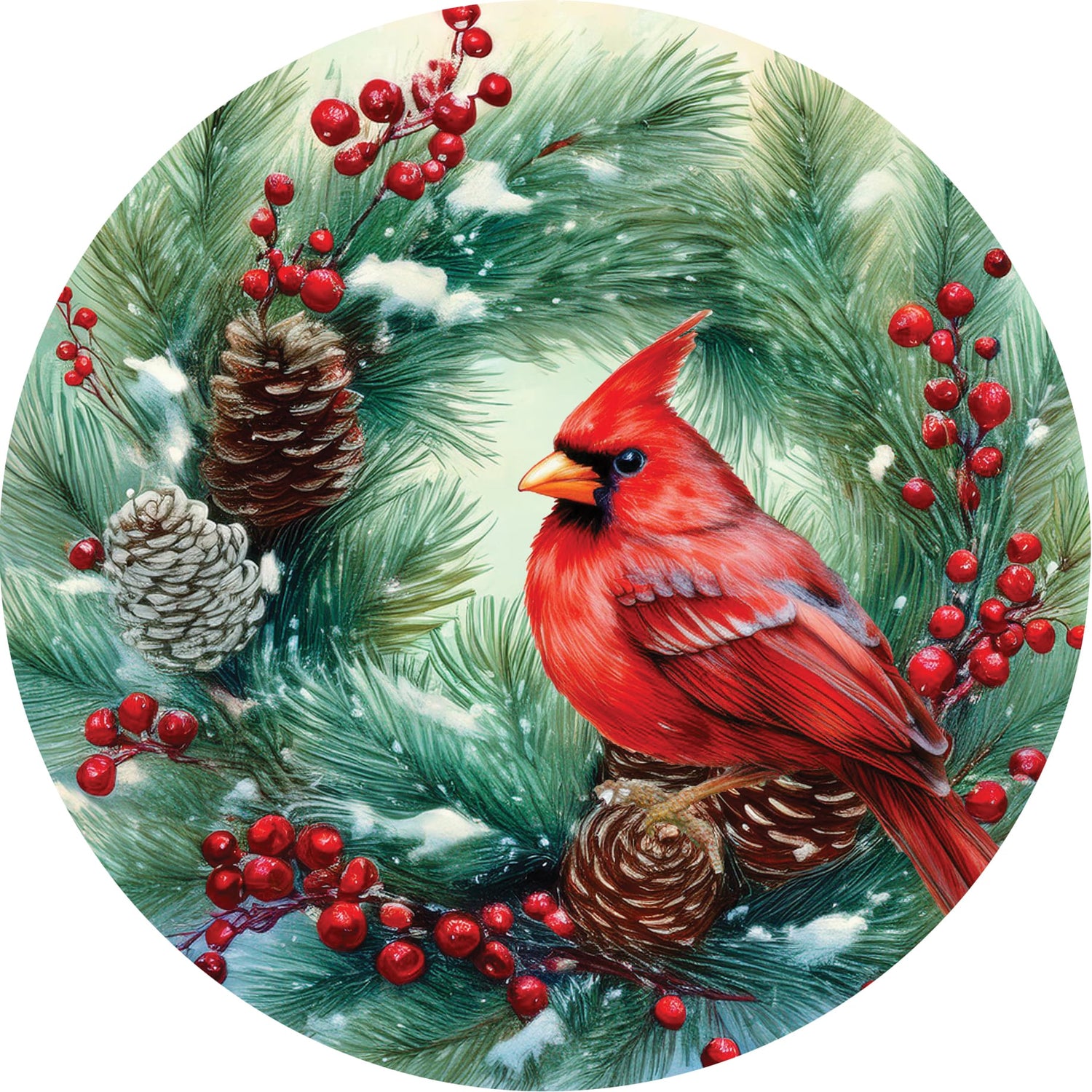 Cardinal Wreath-Suncatcher