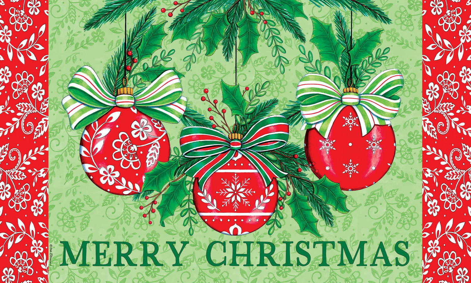 Red Ornaments-Floor Mat