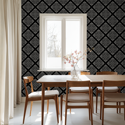 Thrifted Meadow (Black) Wallpaper