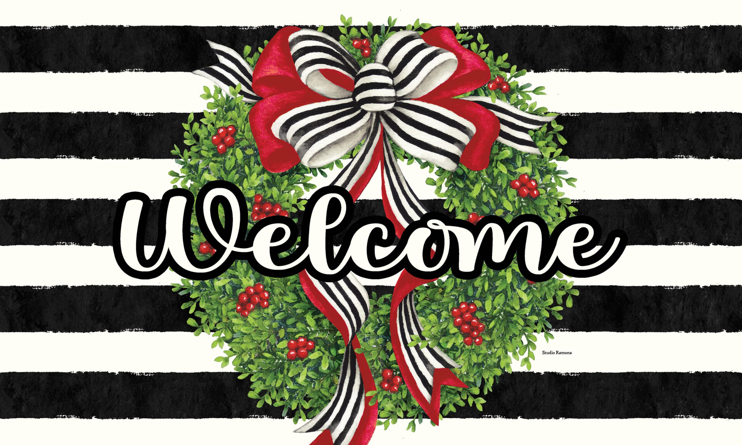 Holiday Stripes-Floor Mat