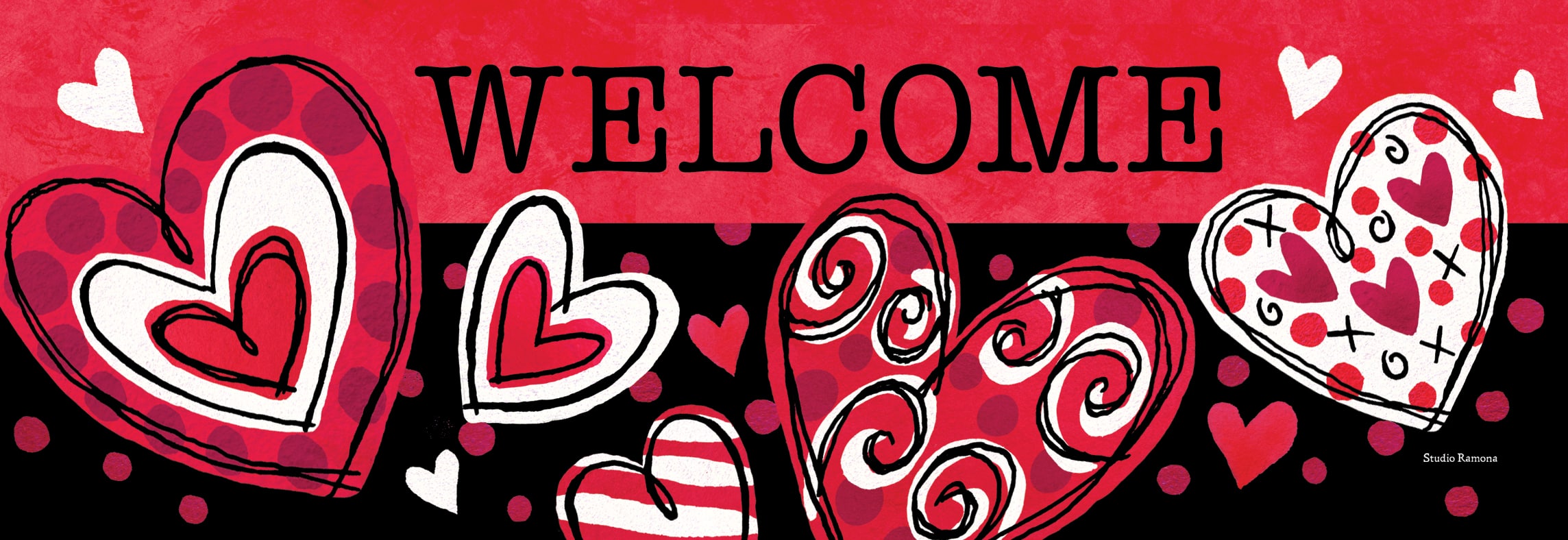 Signature Sign-Black and Red Hearts