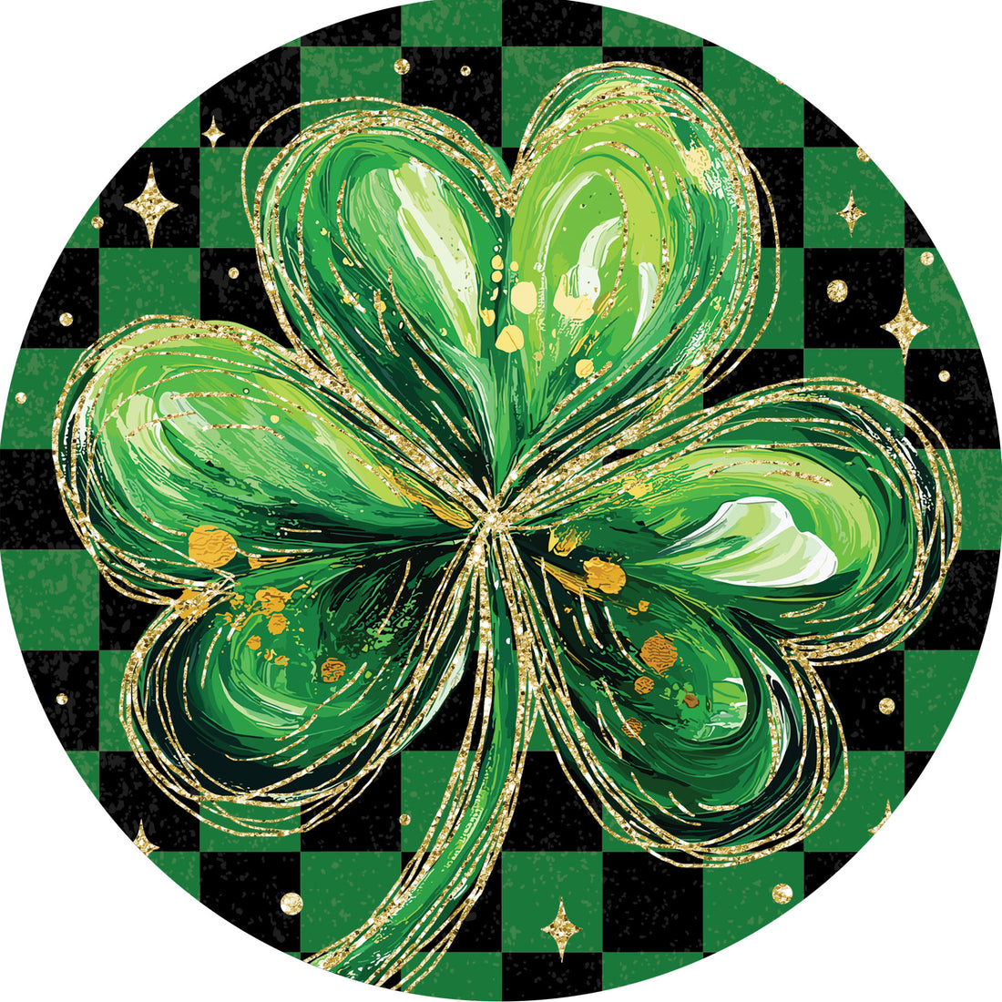 Checkered Shamrock-Accent Magnet