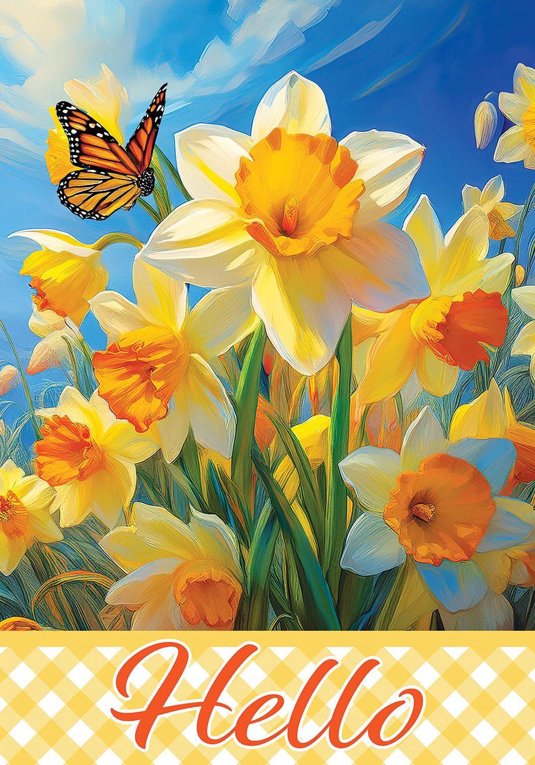 Daffodils and Butterfly-Flag