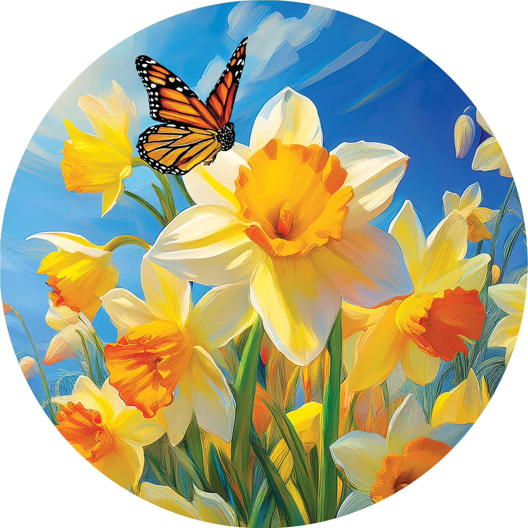 Daffodils and Butterfly-Accent Magnet
