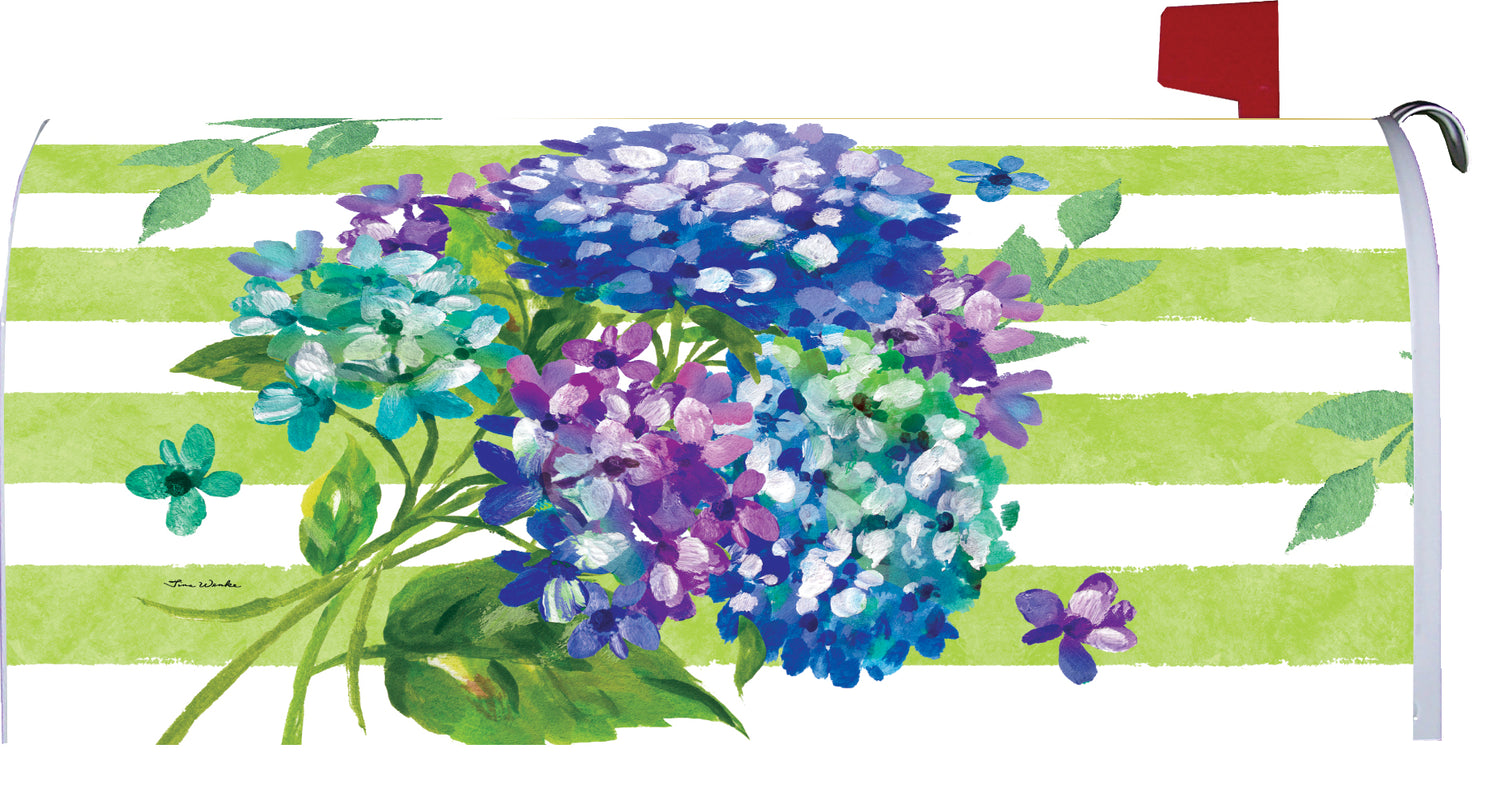 Striped Hydrangeas-Mailbox Makeover